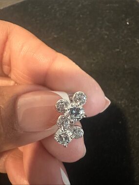 Sterling Silver Clear Moissanite Mickey Mouse Stud Earrings
